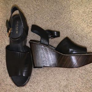Coach Black wedge sandals